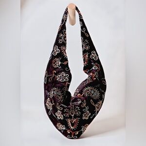 Free People Beaded Velvet Belt Bag Black NWT